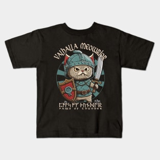 Nordic Norse Valhalla Viking Cat Warrior Kids T-Shirt